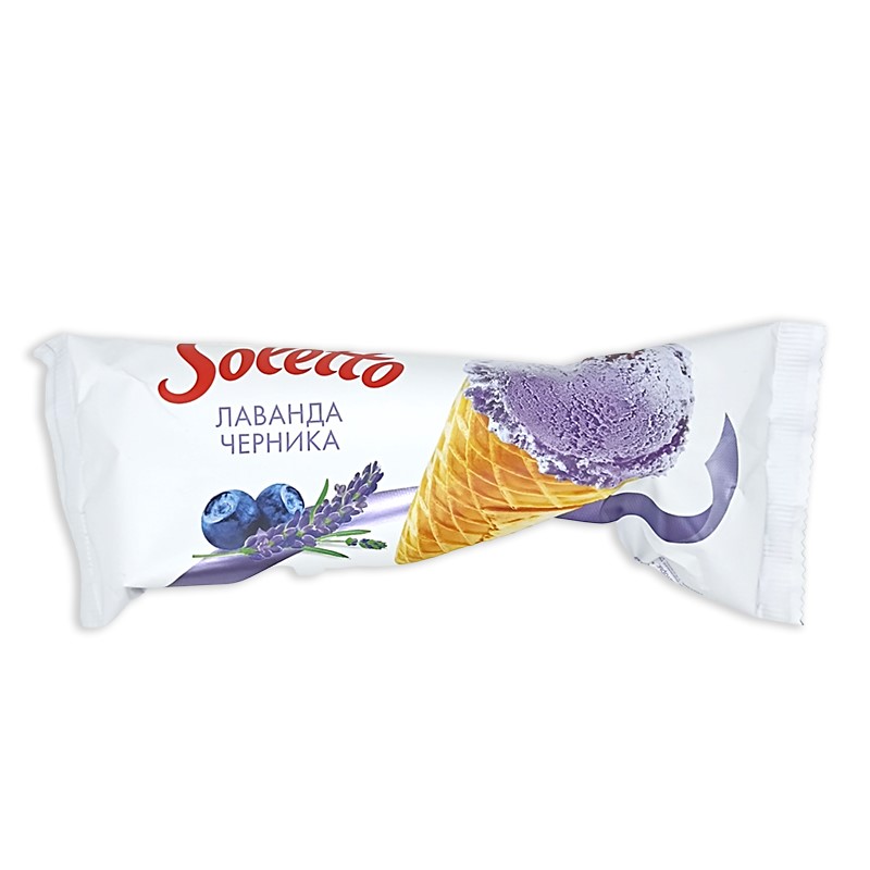 Мороженое сливочное ваф. рожок Soletto classico лаванда / черника 75 гр
